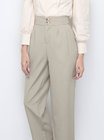 High Waist Side Pocket Long Pants 28259