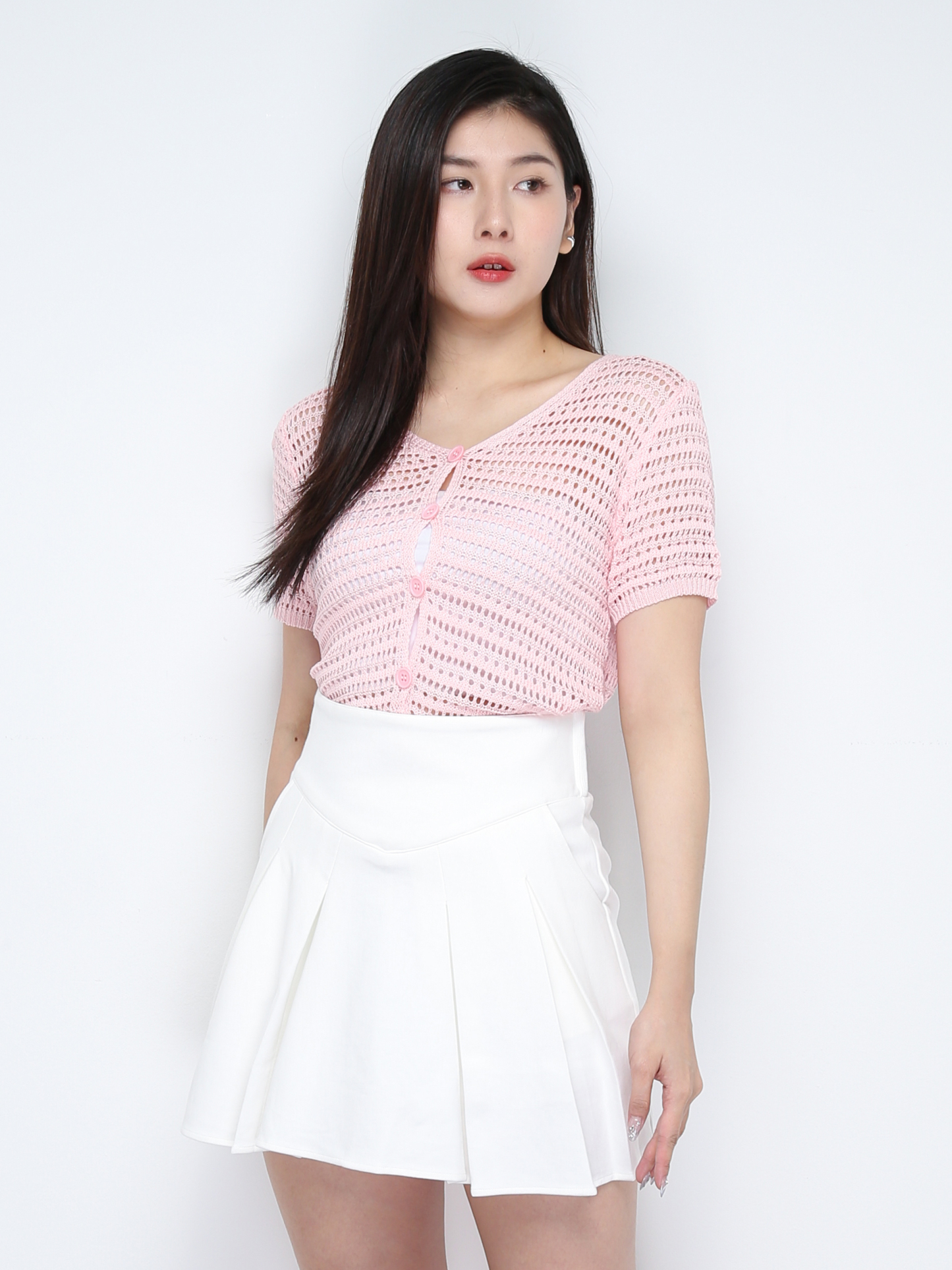 Eyelet Front Button Top 28609