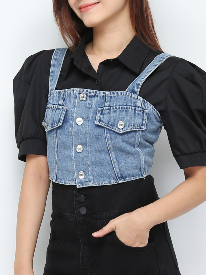 Denim Two Piece Top Set 28937