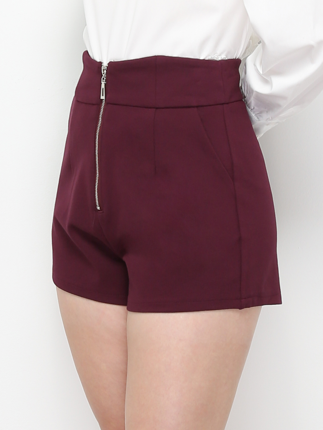 High Waist Front Zip Short Pants 28968