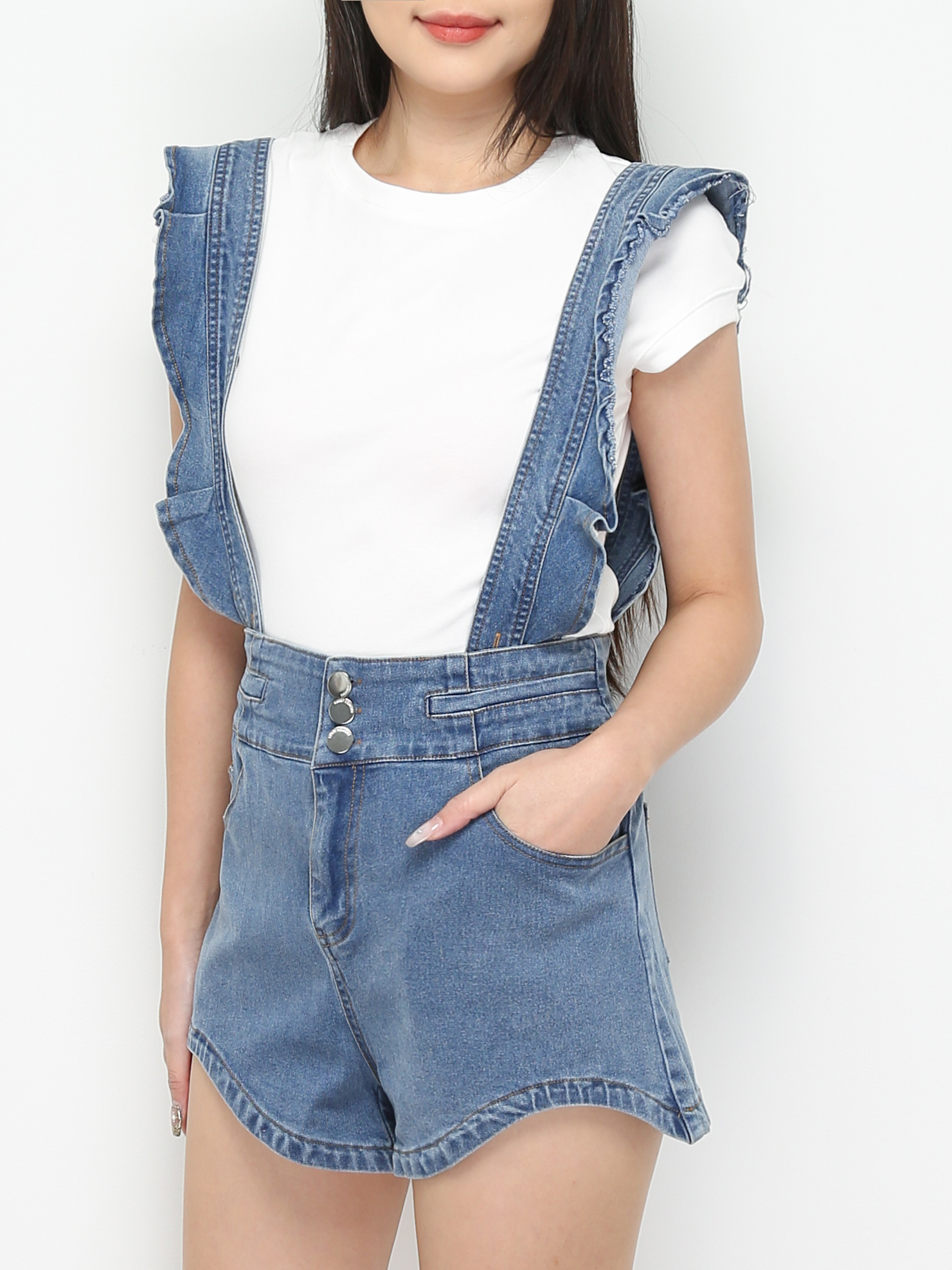 Denim With Strap Short Pants 28920