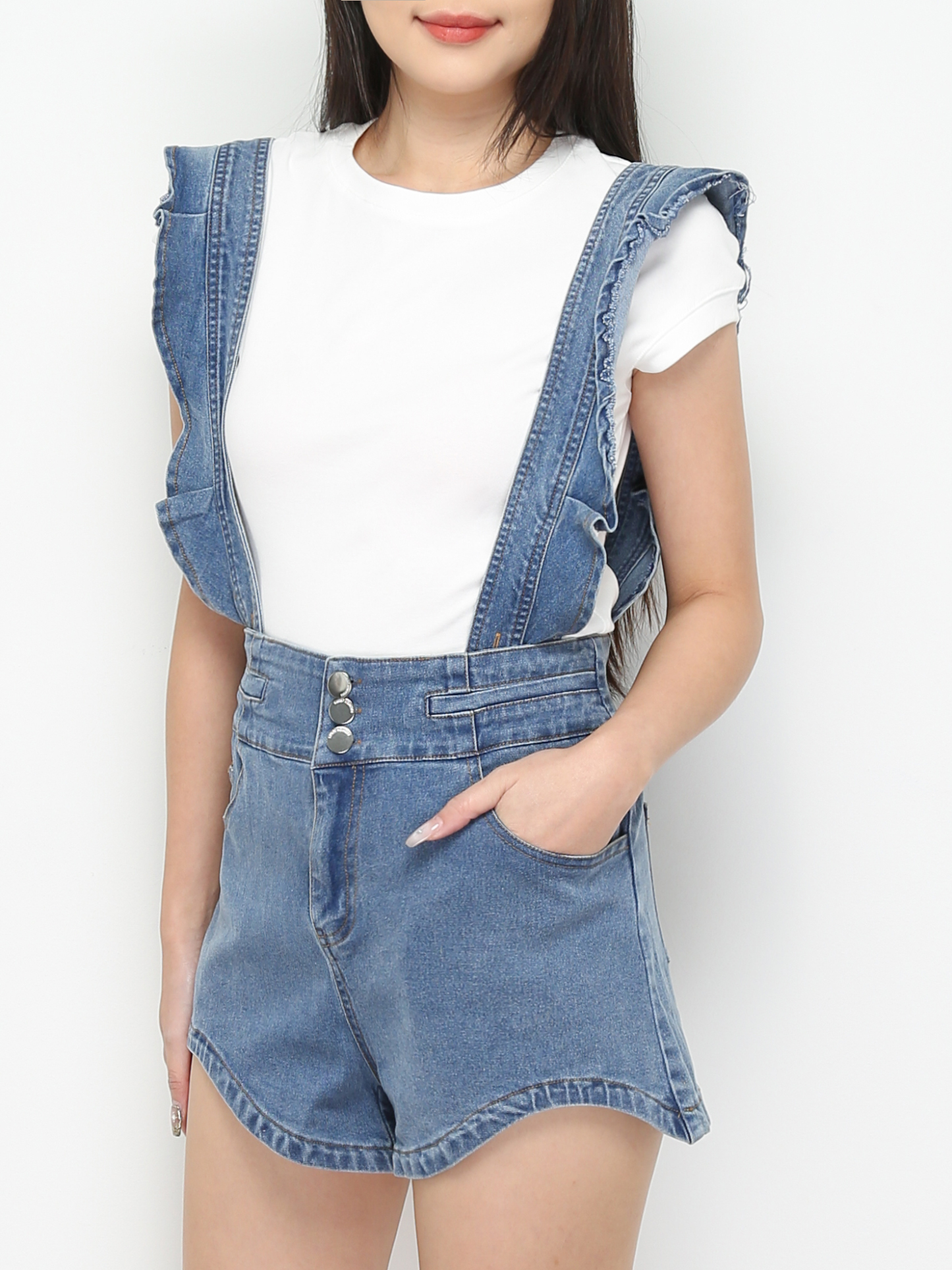 Denim With Strap Short Pants 28920