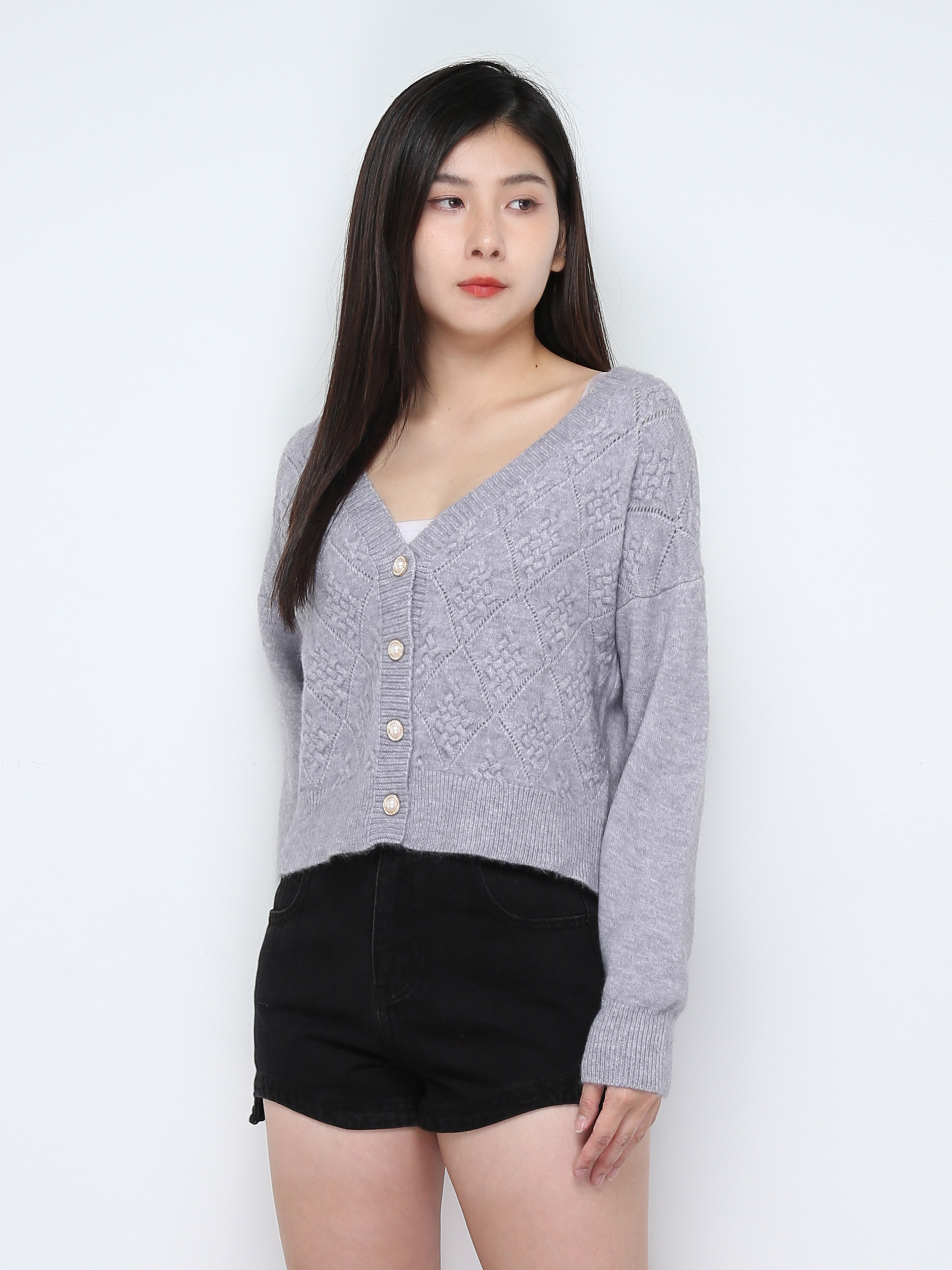 Knitted Front Button Top 28939