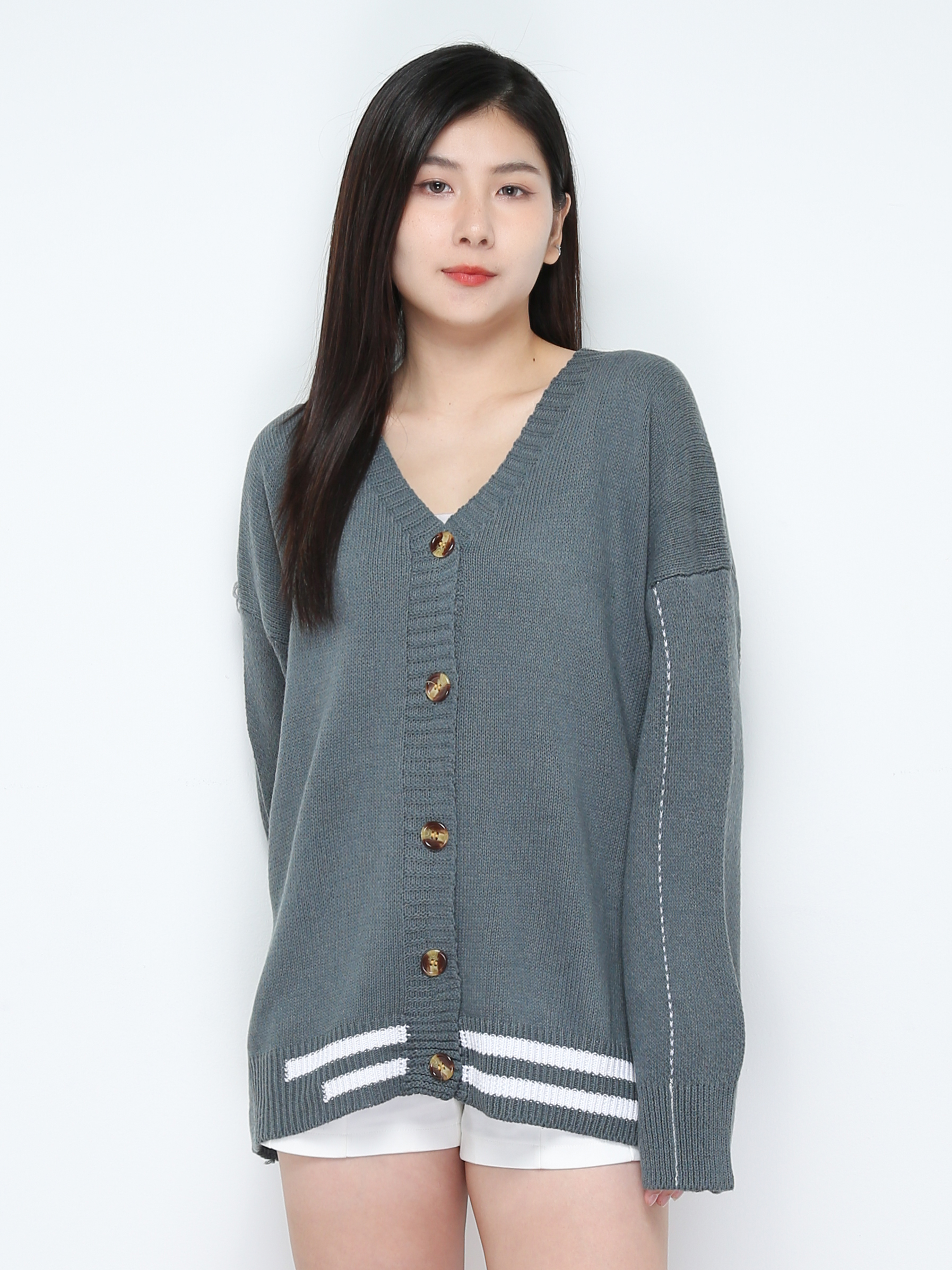 Front Button Long Sleeve Knitted Outerwear 28446