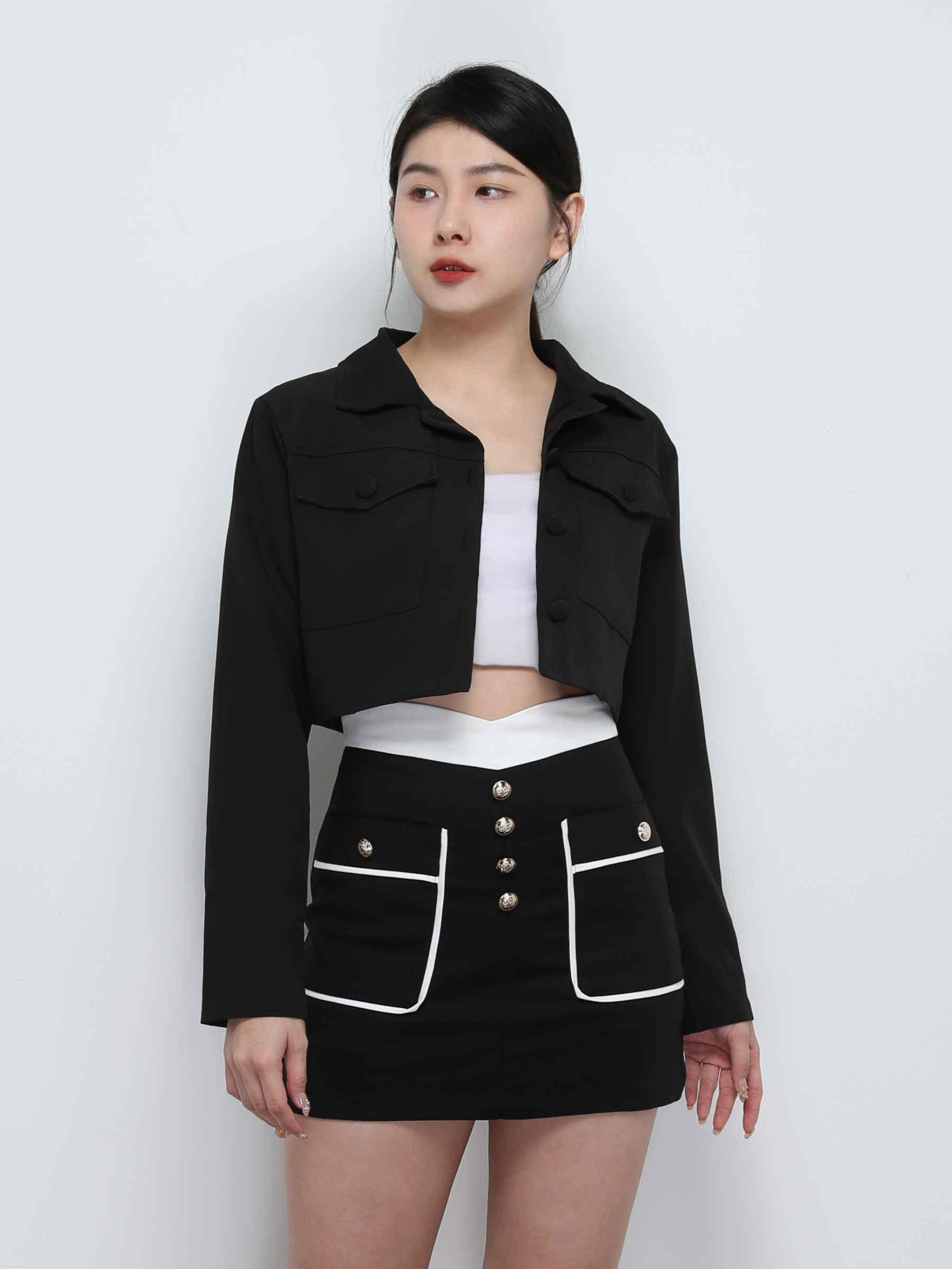 High Waist Back Zip Side Pocket Skirt Pants 29165