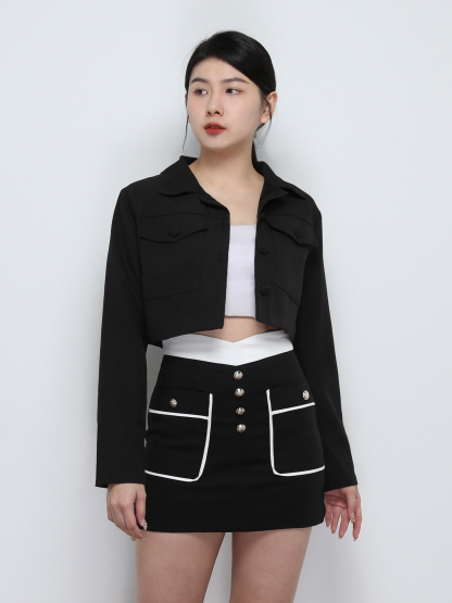 High Waist Back Zip Side Pocket Skirt Pants 29165