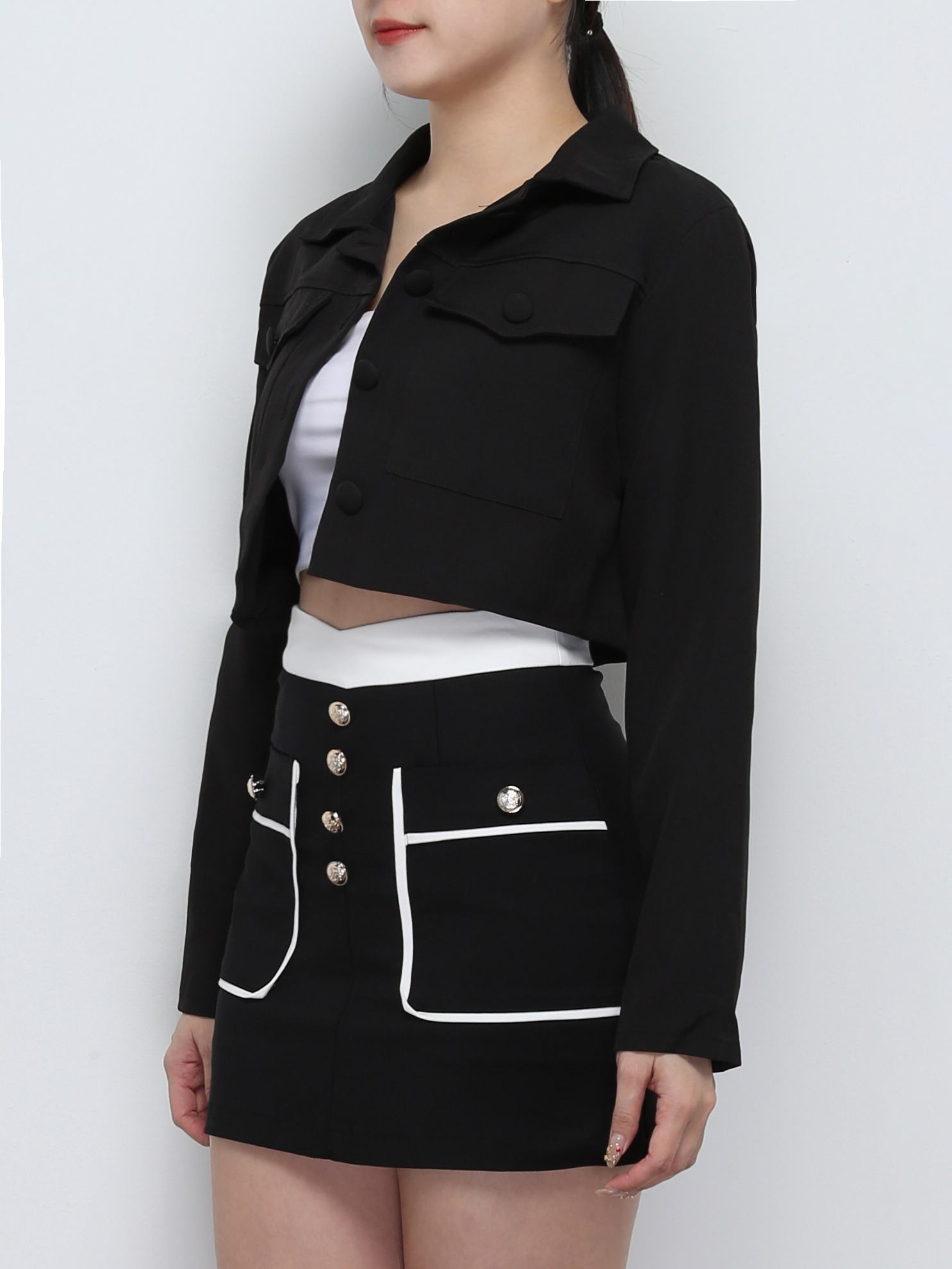 High Waist Back Zip Side Pocket Skirt Pants 29165