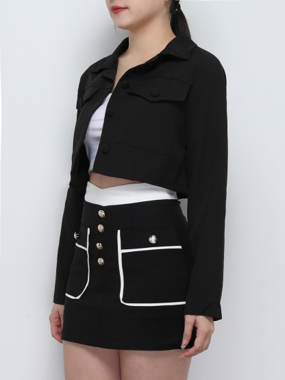 High Waist Back Zip Side Pocket Skirt Pants 29165