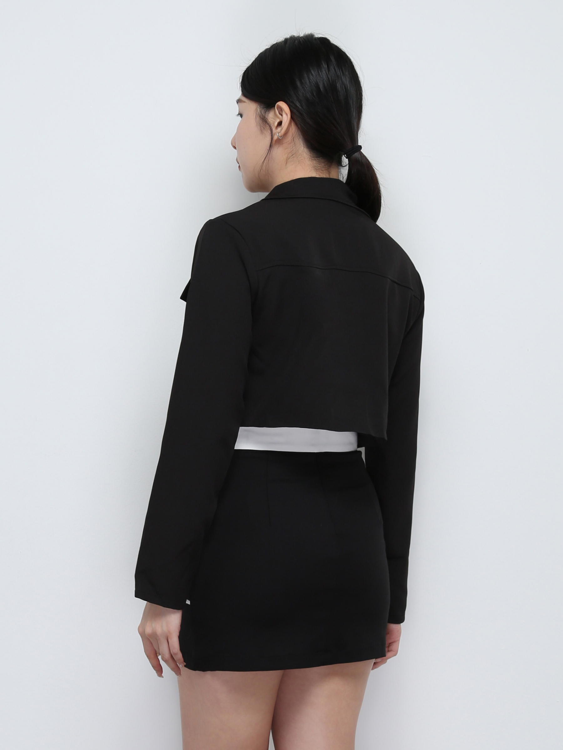 High Waist Back Zip Side Pocket Skirt Pants 29165