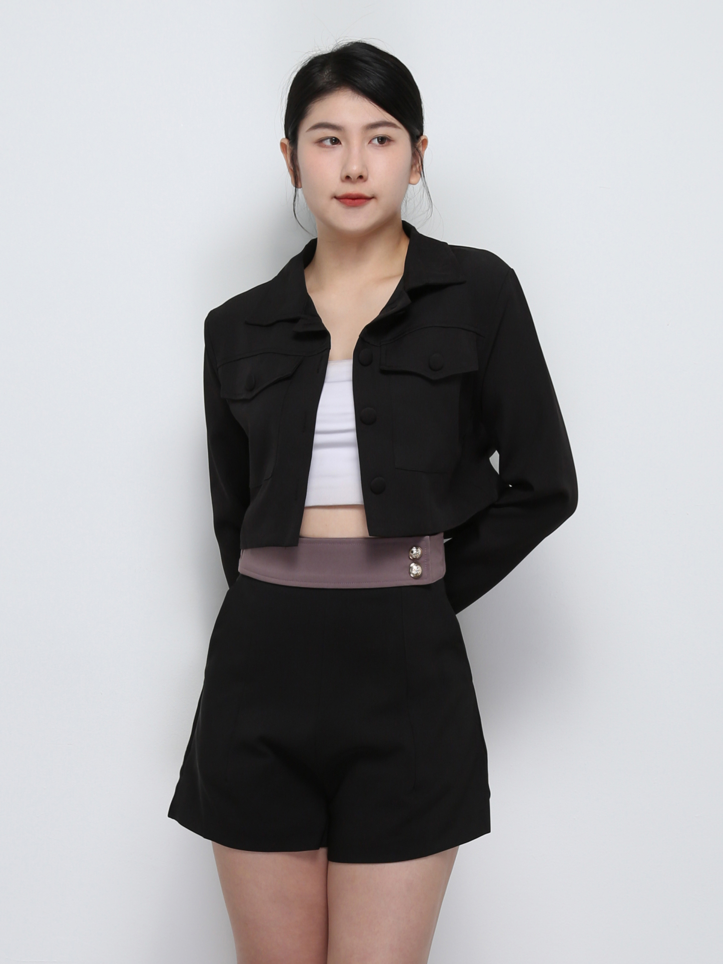 Two Tone High Waist Short Pants 29258