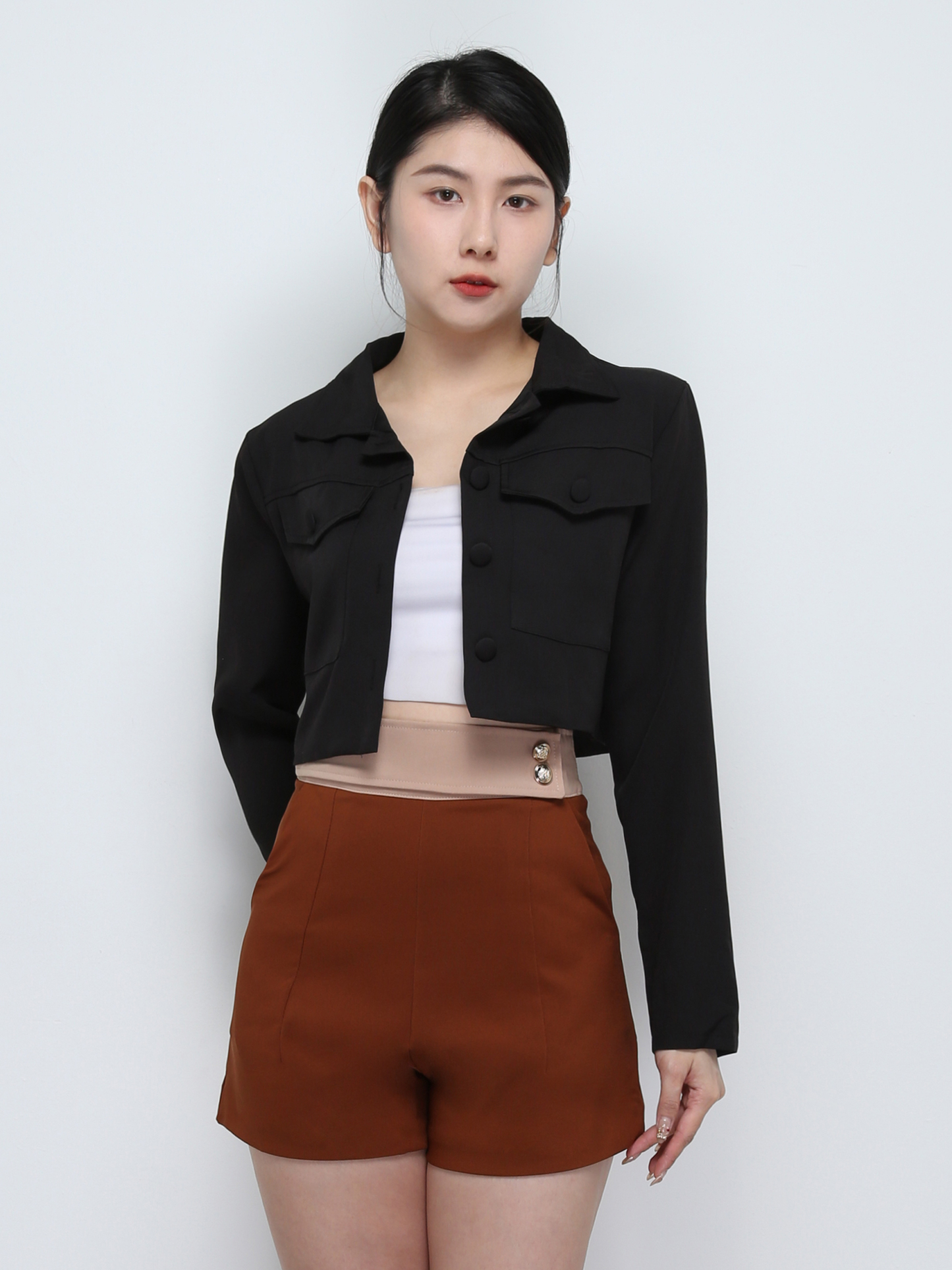 Two Tone High Waist Short Pants 29258