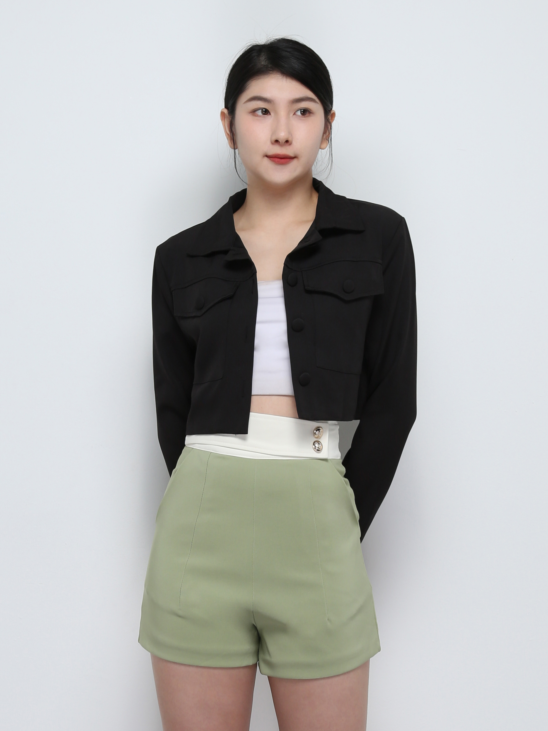 Two Tone High Waist Short Pants 29258