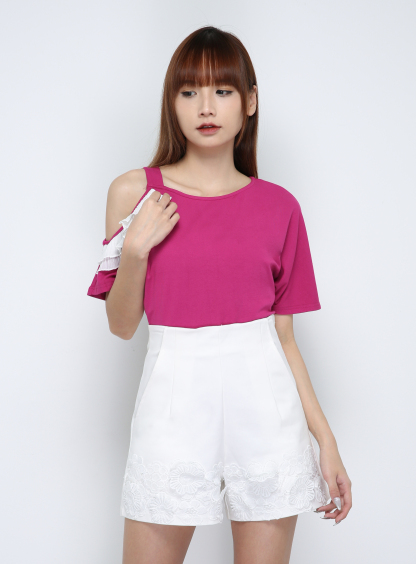 Shoulder Hole With Ruffles Top 29958