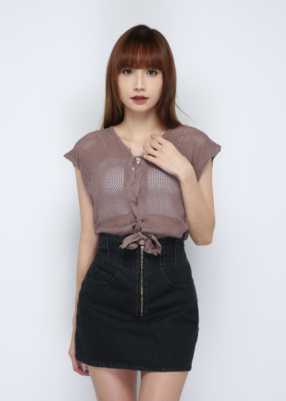 Back Tie Up With Eyelet Top Set 29947