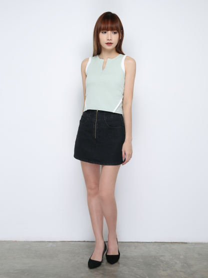 High Waist Front Zip Skirt Pants 29965