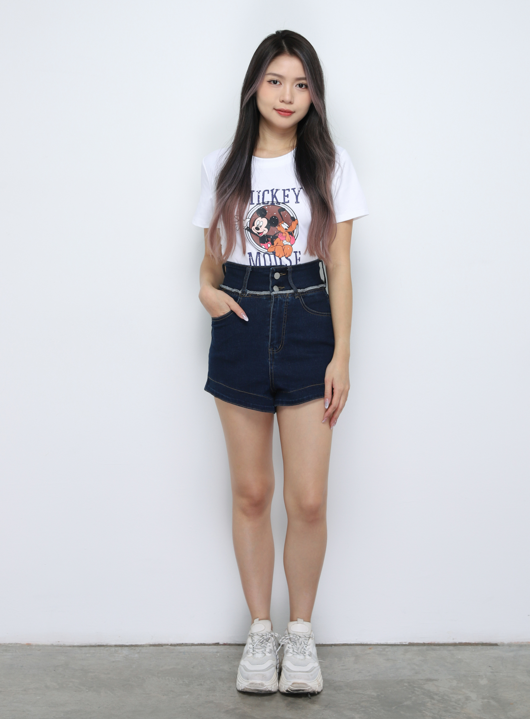 High Waist Denim Short Pants 34010