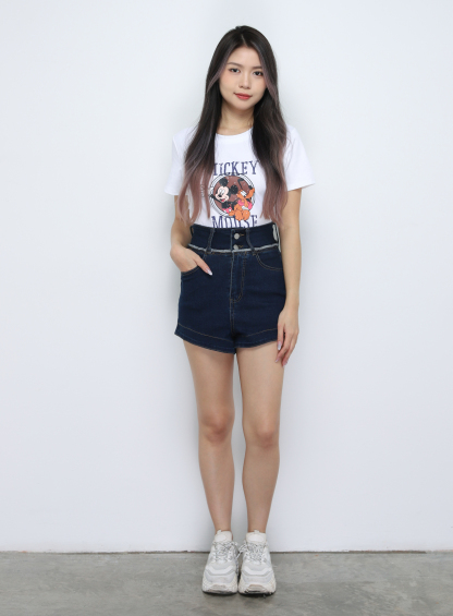 High Waist Denim Short Pants 34010