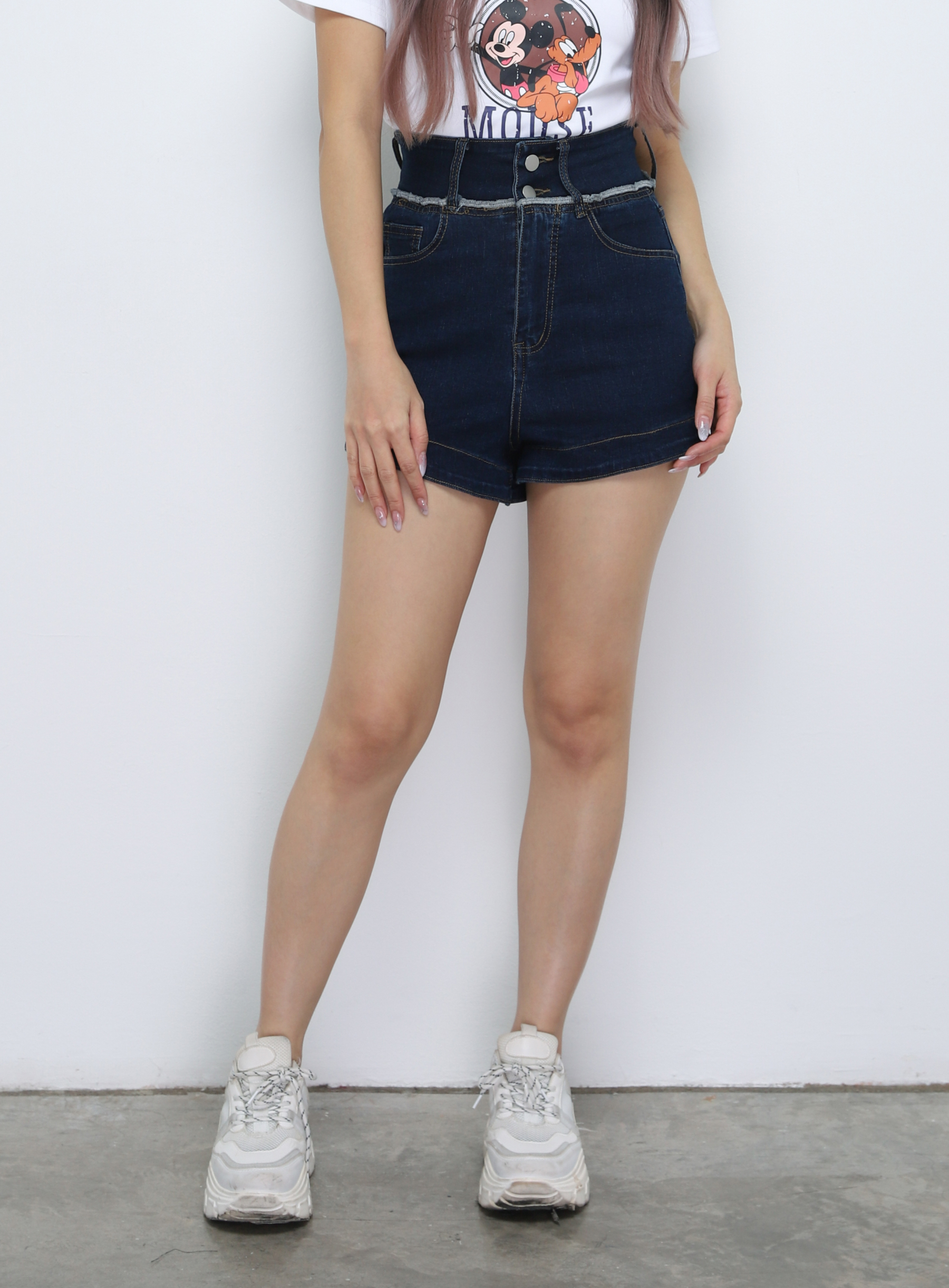 High Waist Denim Short Pants 34010