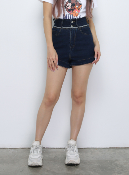 High Waist Denim Short Pants 34010