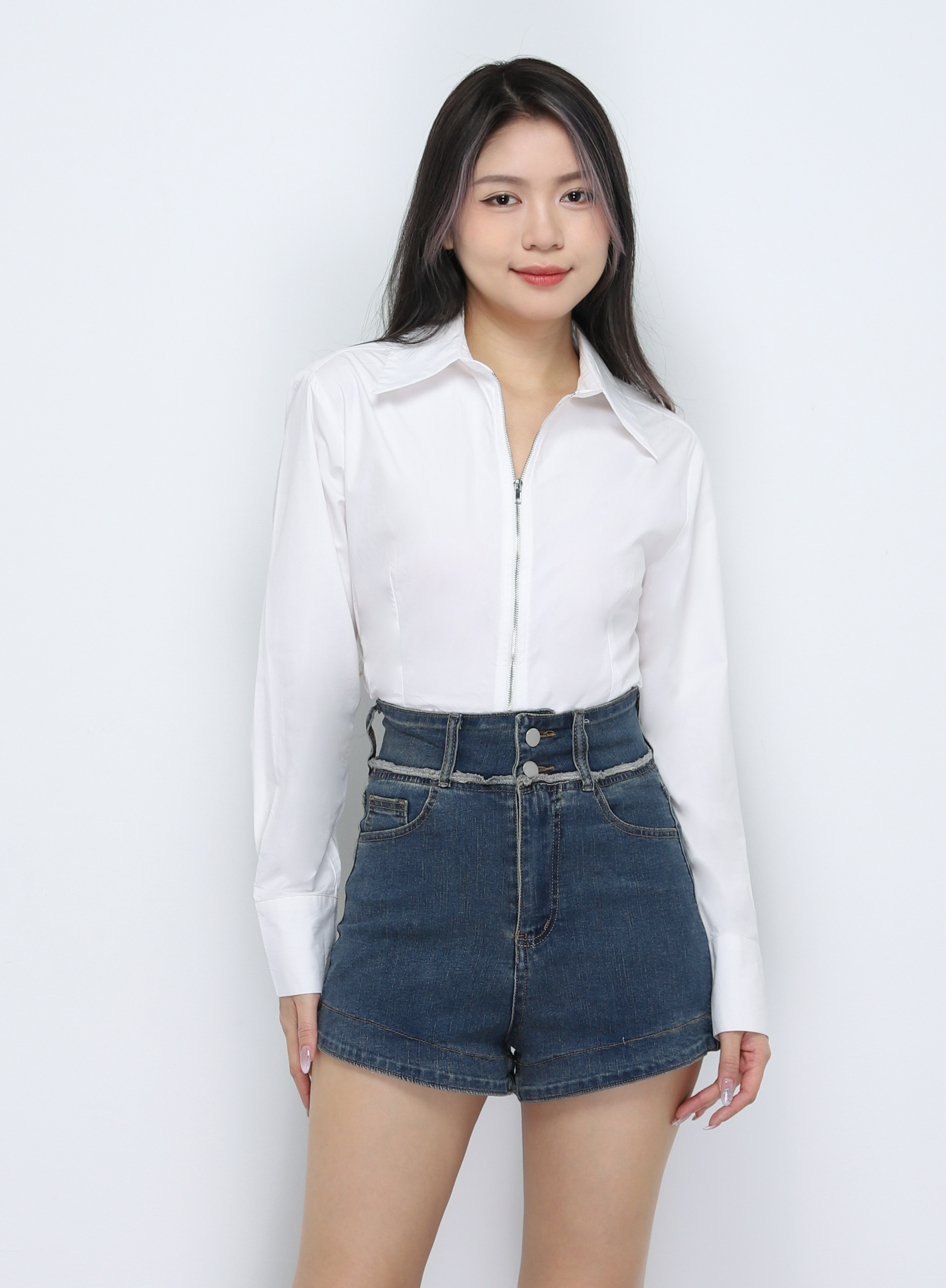 High Waist Denim Short Pants 34010