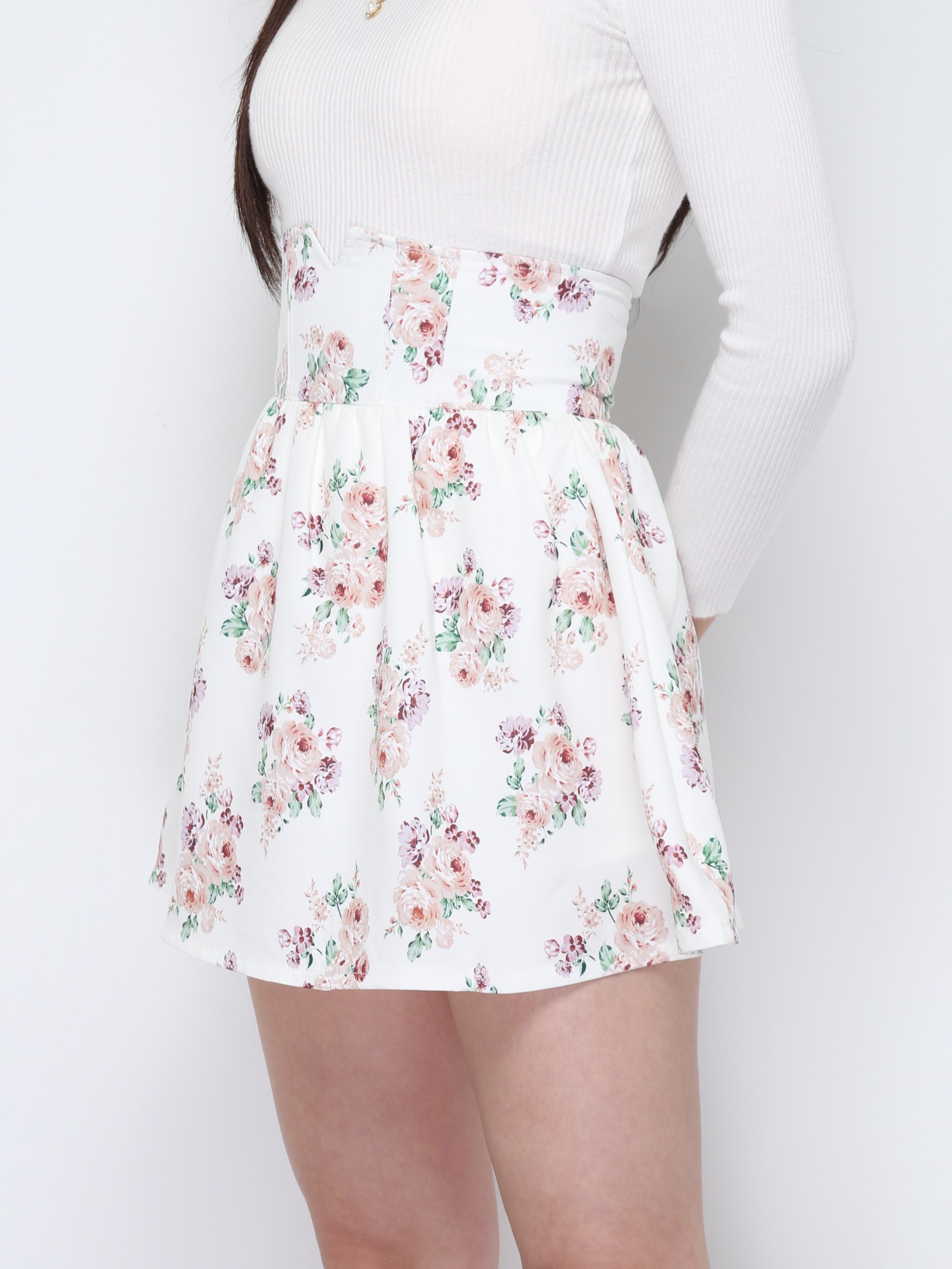 High Waist Back Zip Pleated Skirt Pant 33411