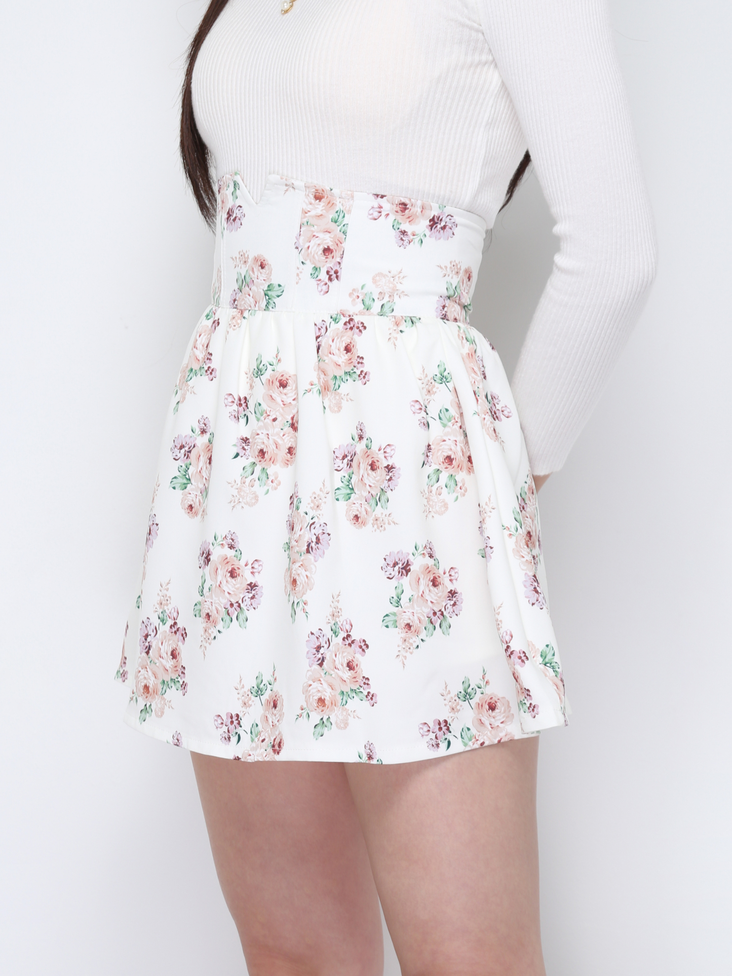 High Waist Back Zip Pleated Skirt Pant 33411