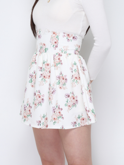 High Waist Back Zip Pleated Skirt Pant 33411