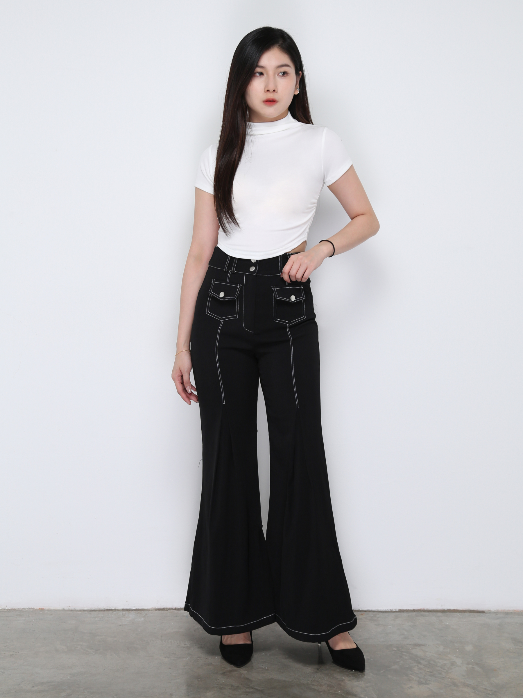 High Waist Front Pocket Long Pant 33414