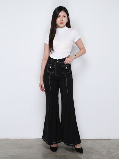 High Waist Front Pocket Long Pant 33414
