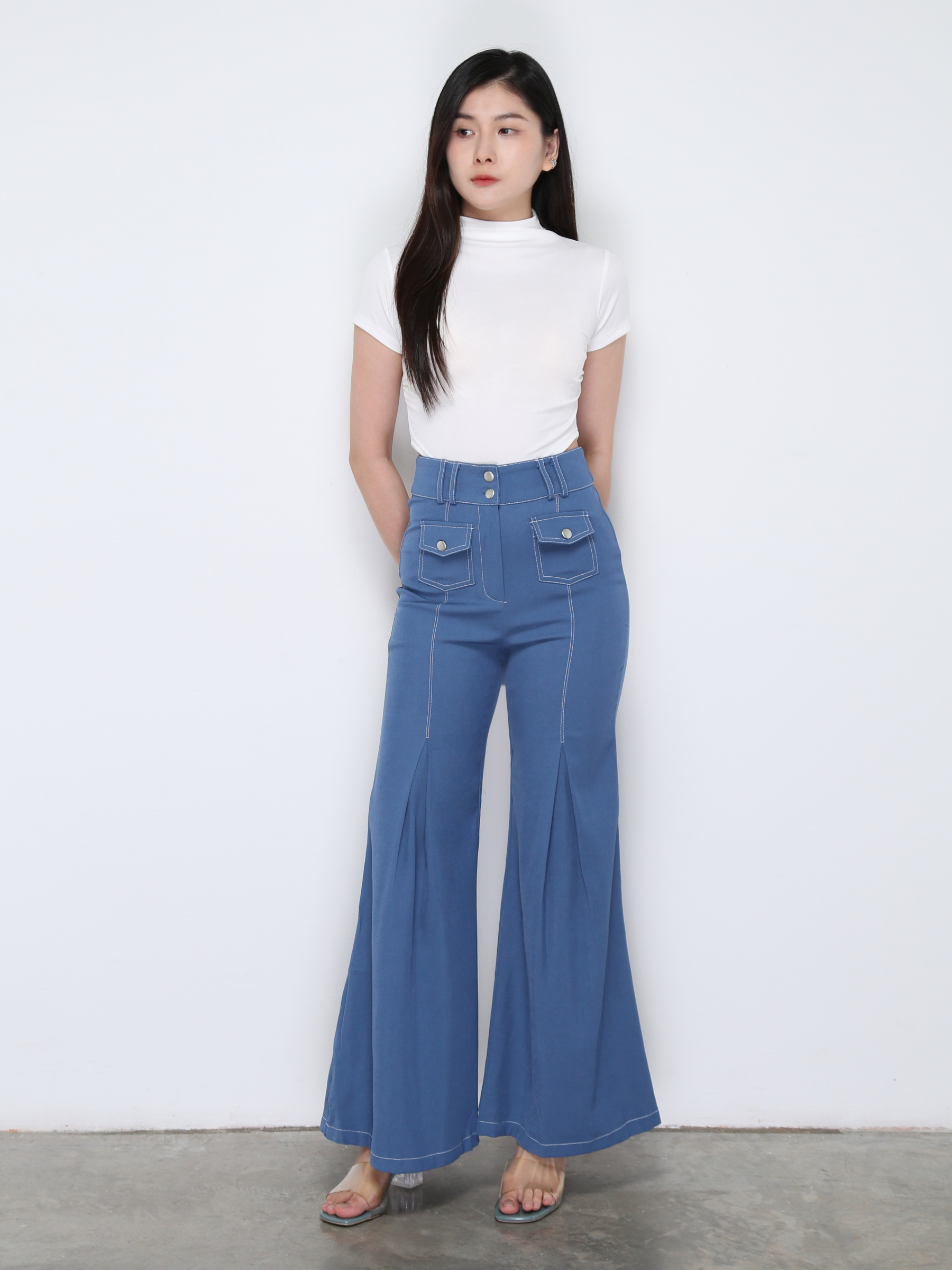 High Waist Front Pocket Long Pant 33414