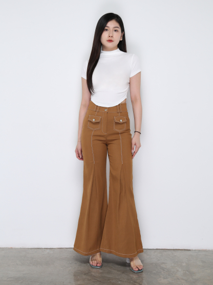 High Waist Front Pocket Long Pant 33414
