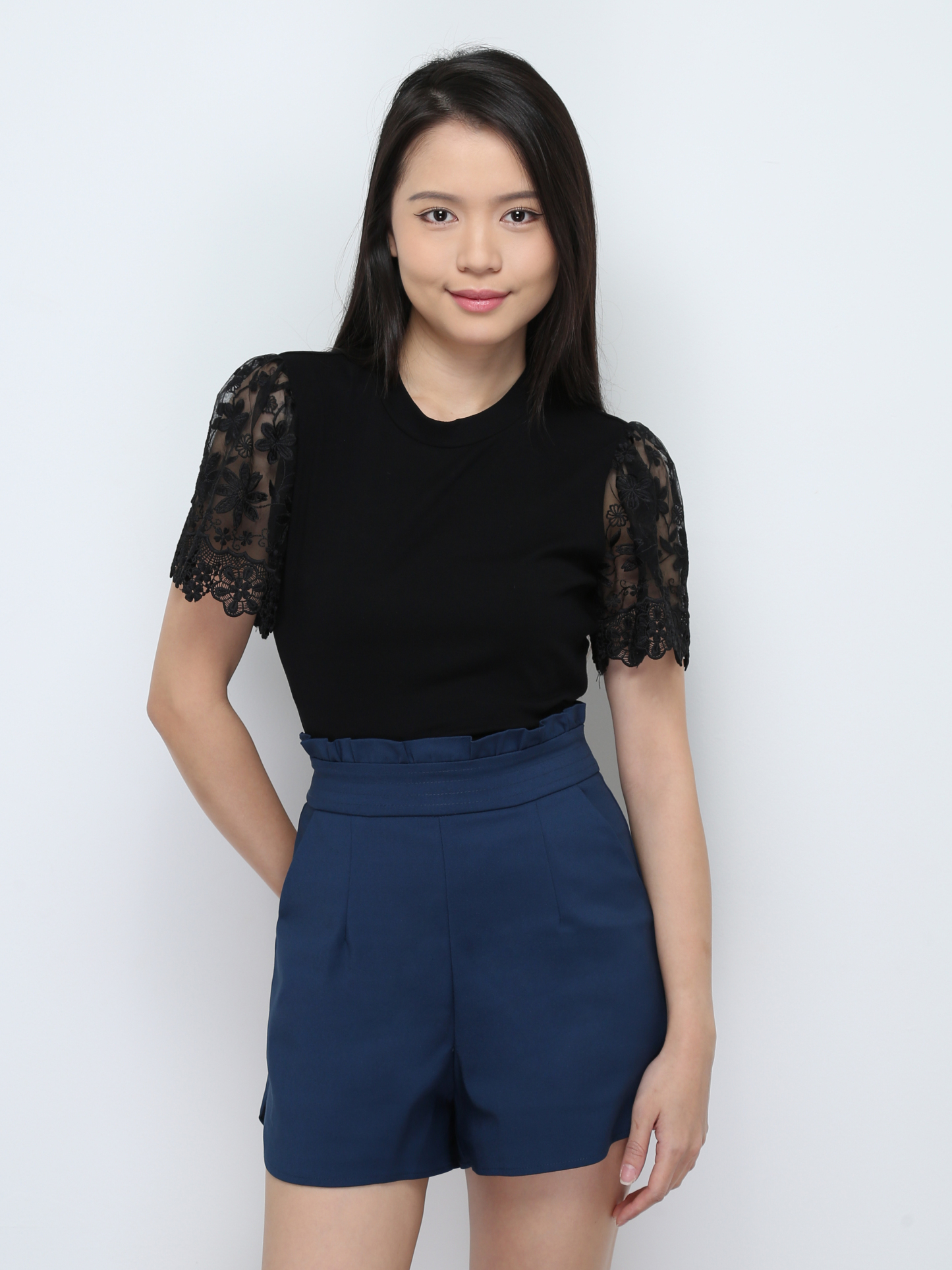 Floral With Net Sleeve Top 28583