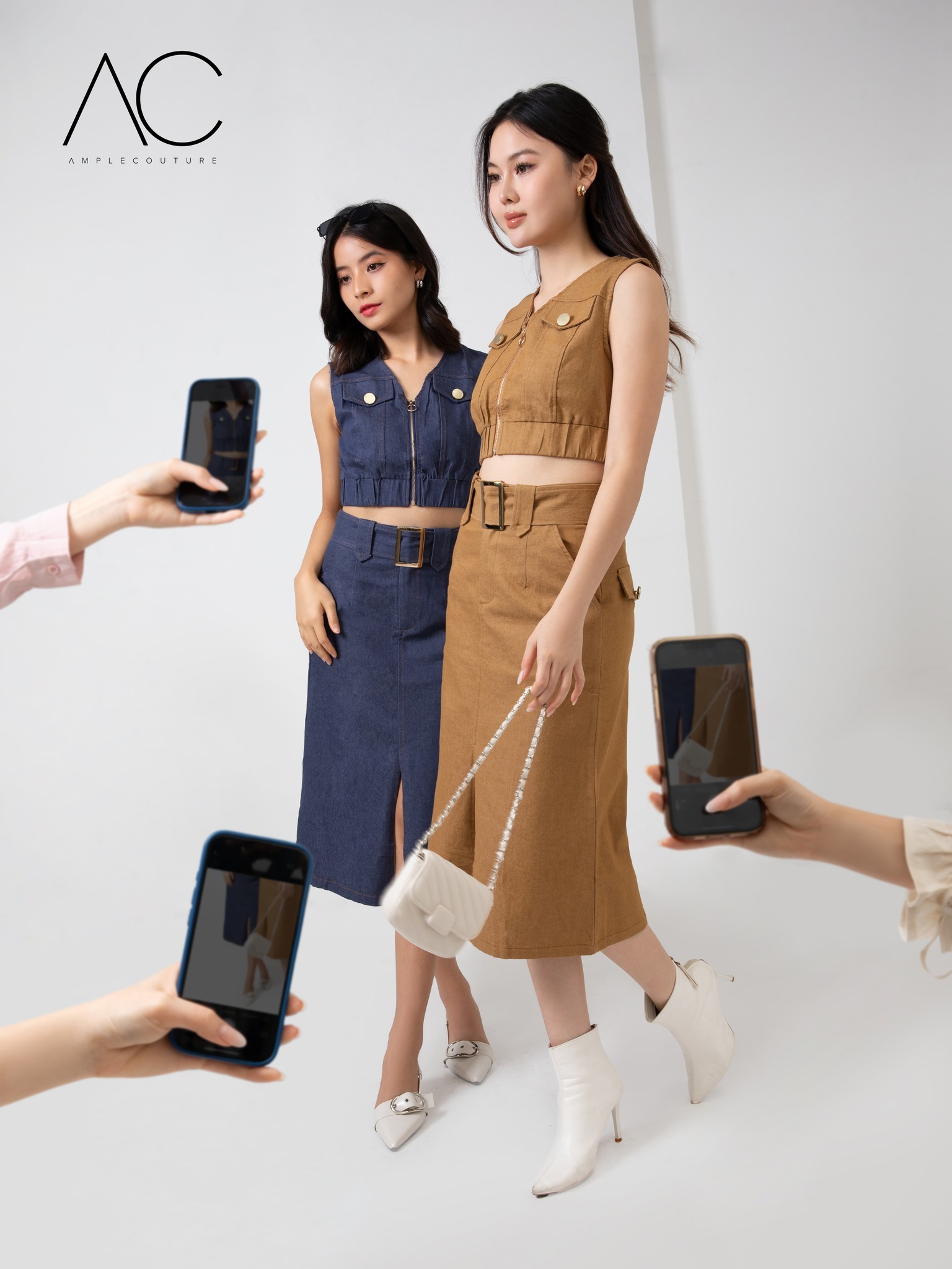 Sleeveless Top With Long Skirt With Belt Set DJ035