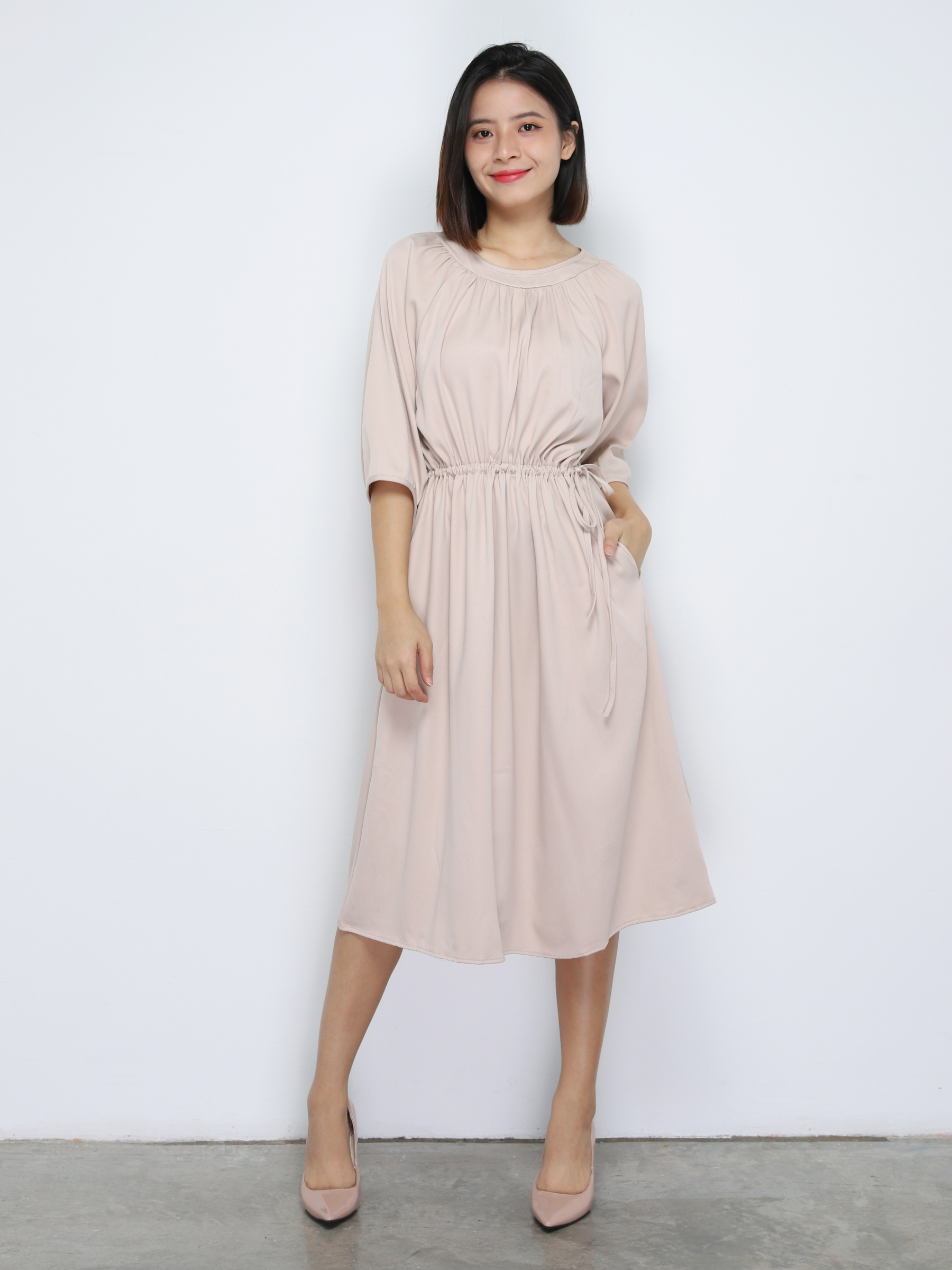 Waist Drawstring Casual Wear Dress 34162