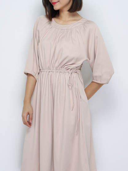 Waist Drawstring Casual Wear Dress 34162