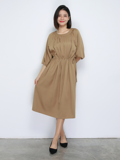 Waist Drawstring Casual Wear Dress 34162