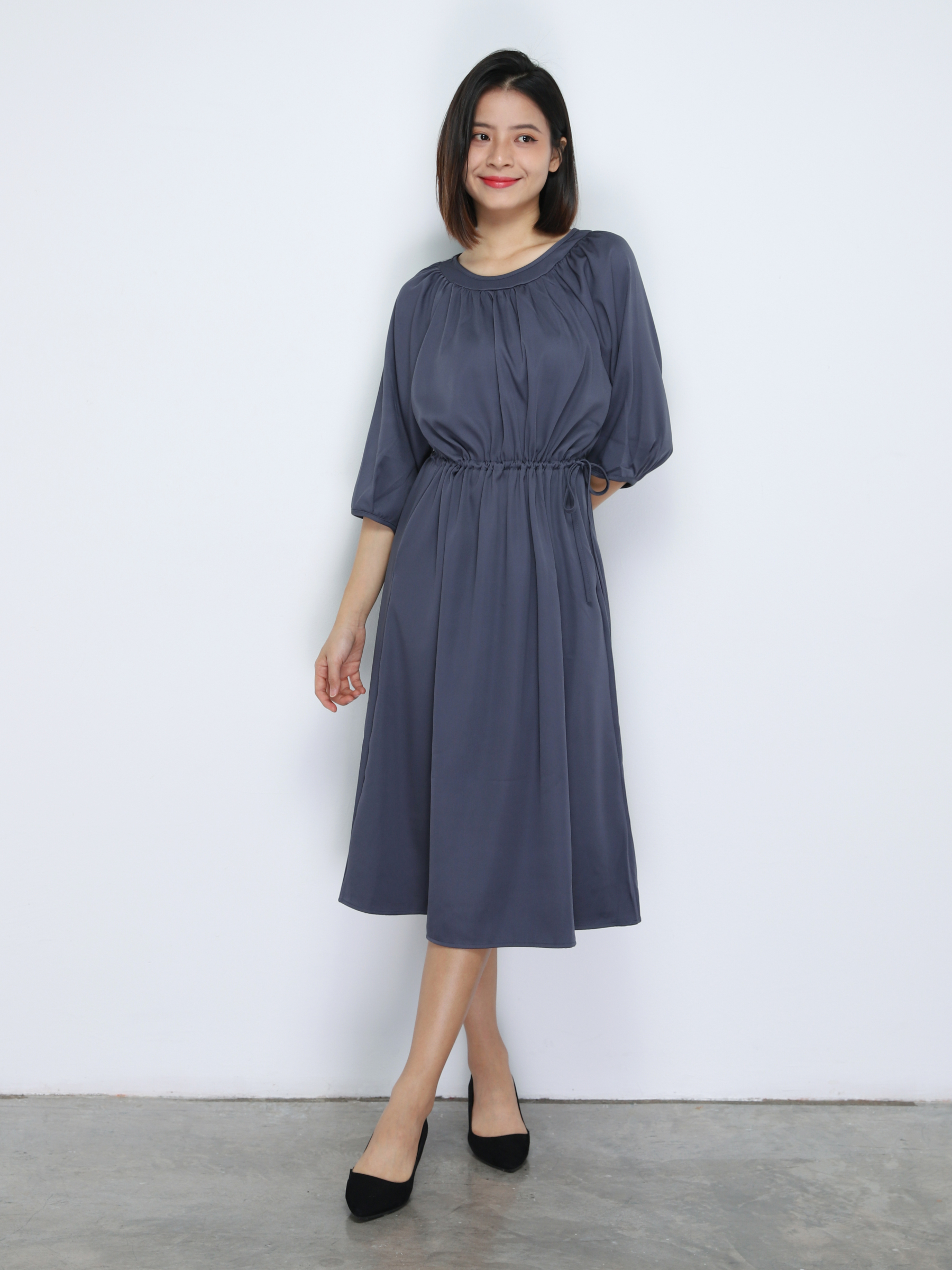 Waist Drawstring Casual Wear Dress 34162