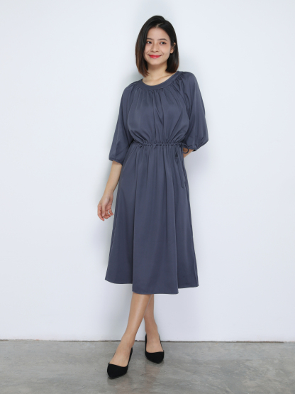 Waist Drawstring Casual Wear Dress 34162