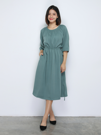 Waist Drawstring Casual Wear Dress 34162