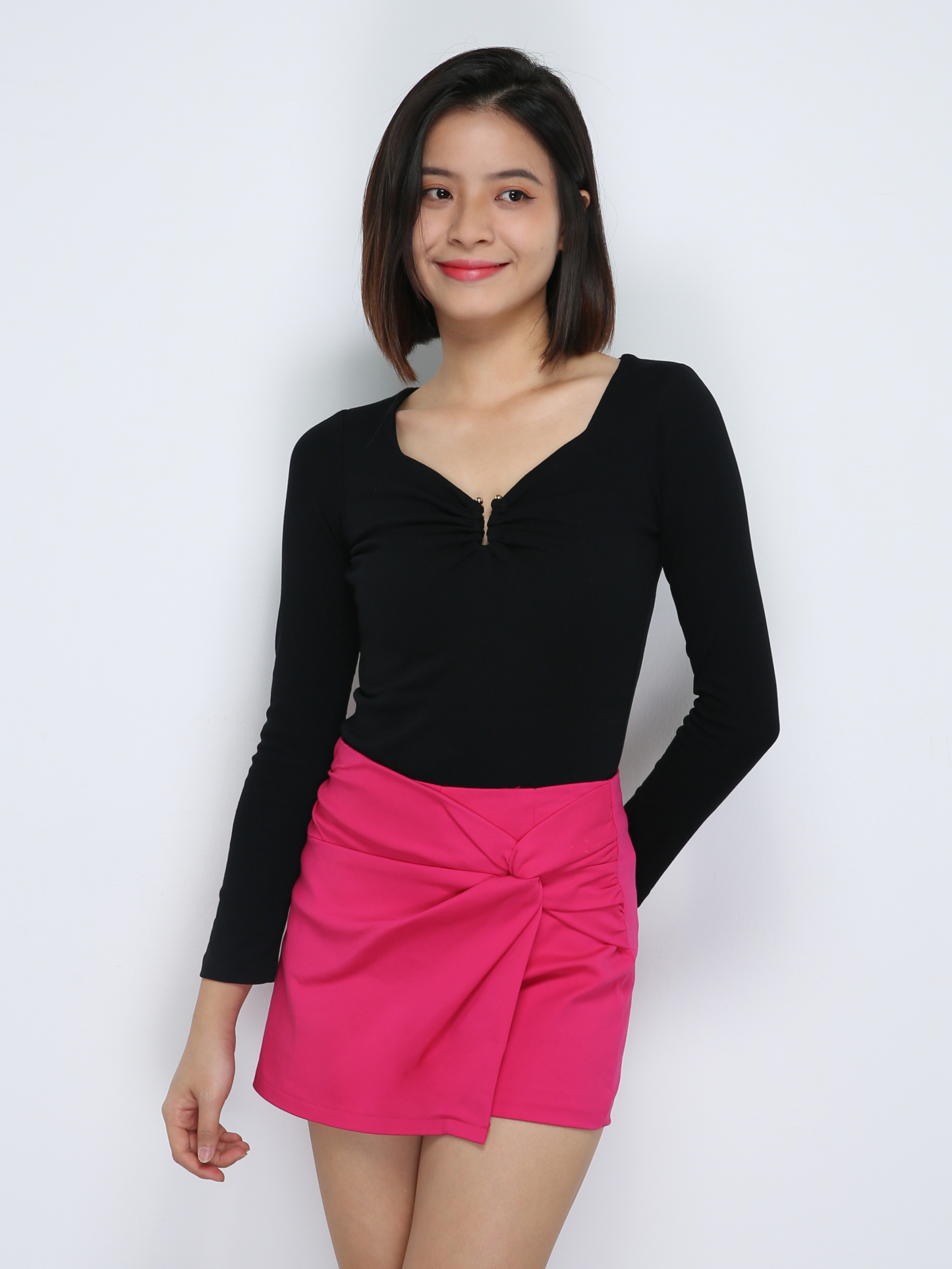 Long Sleeve Pleated Top 33889