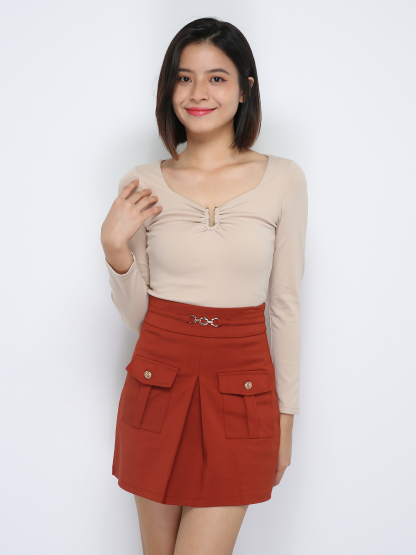 Long Sleeve Pleated Top 33889