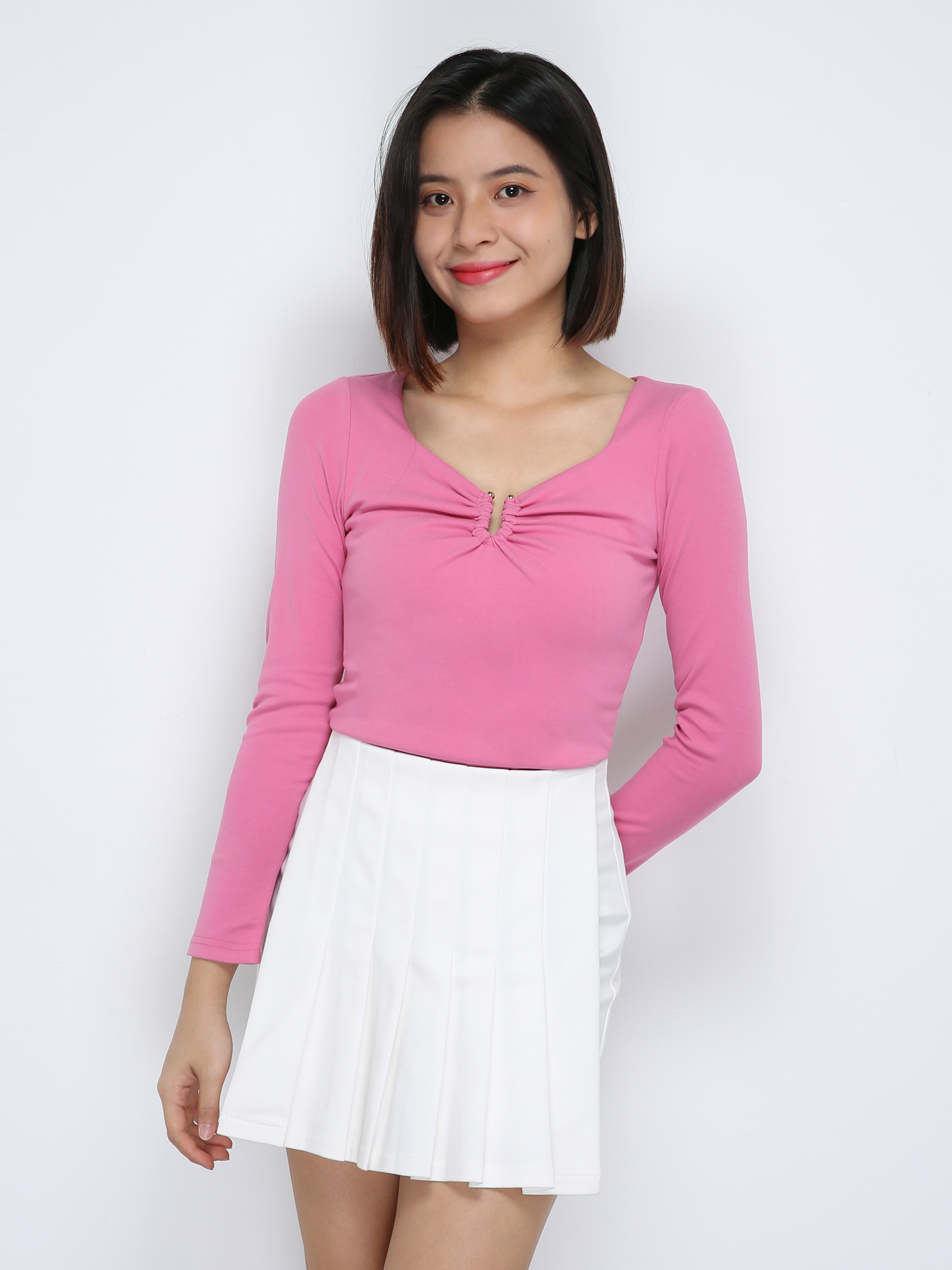 Long Sleeve Pleated Top 33889