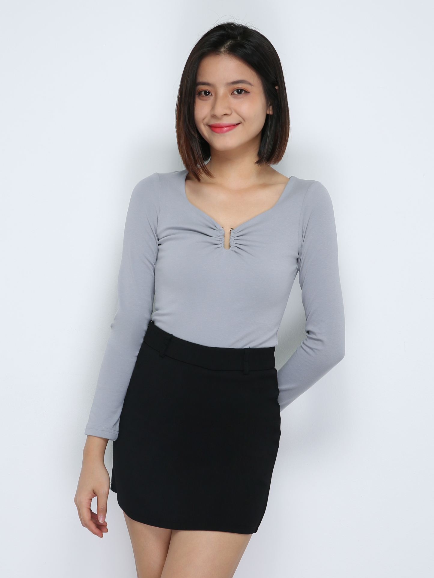 Long Sleeve Pleated Top 33889