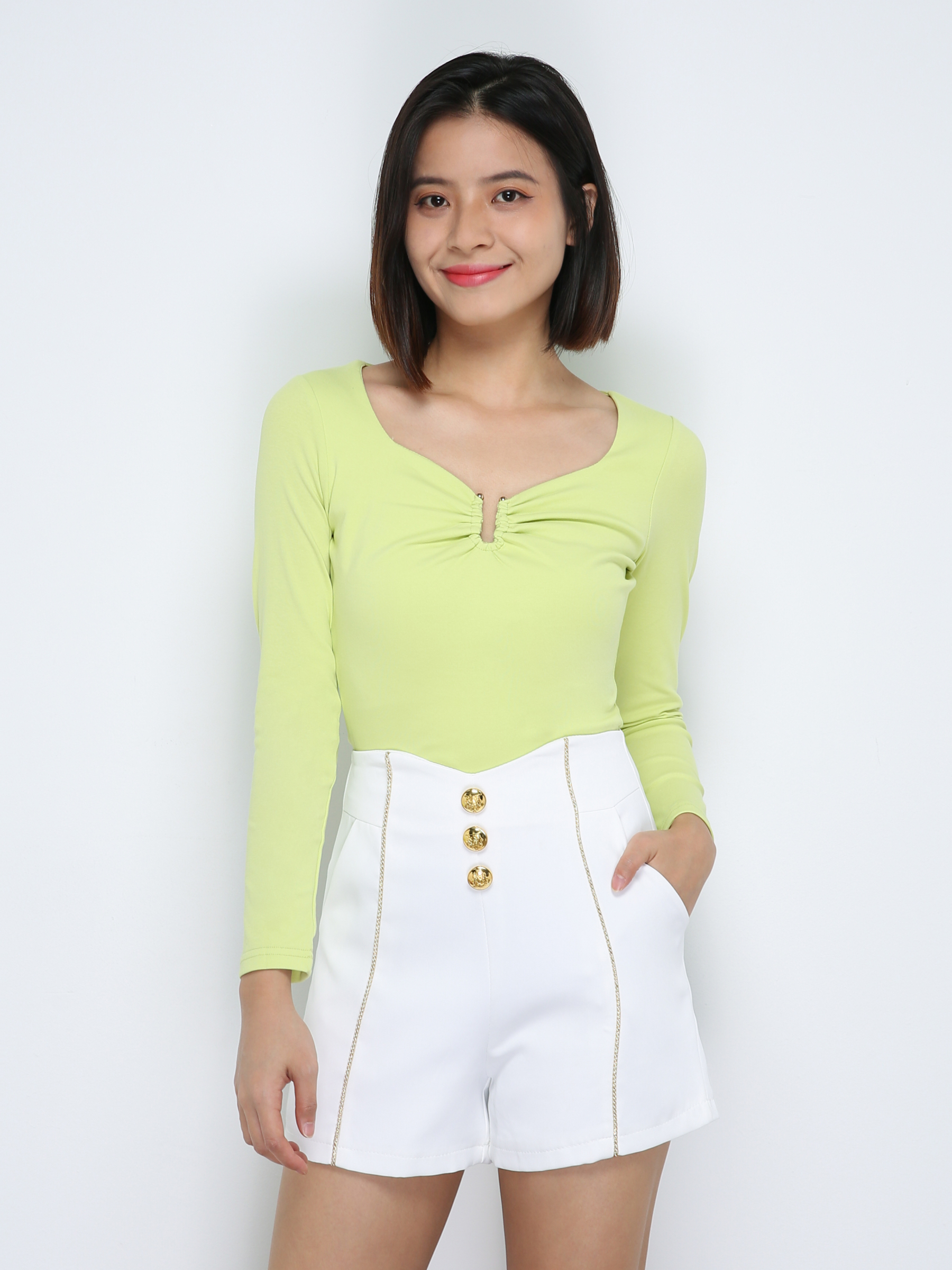 Long Sleeve Pleated Top 33889