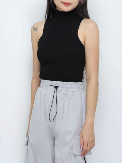 Knitted High Neck Sleeveless Top 33775