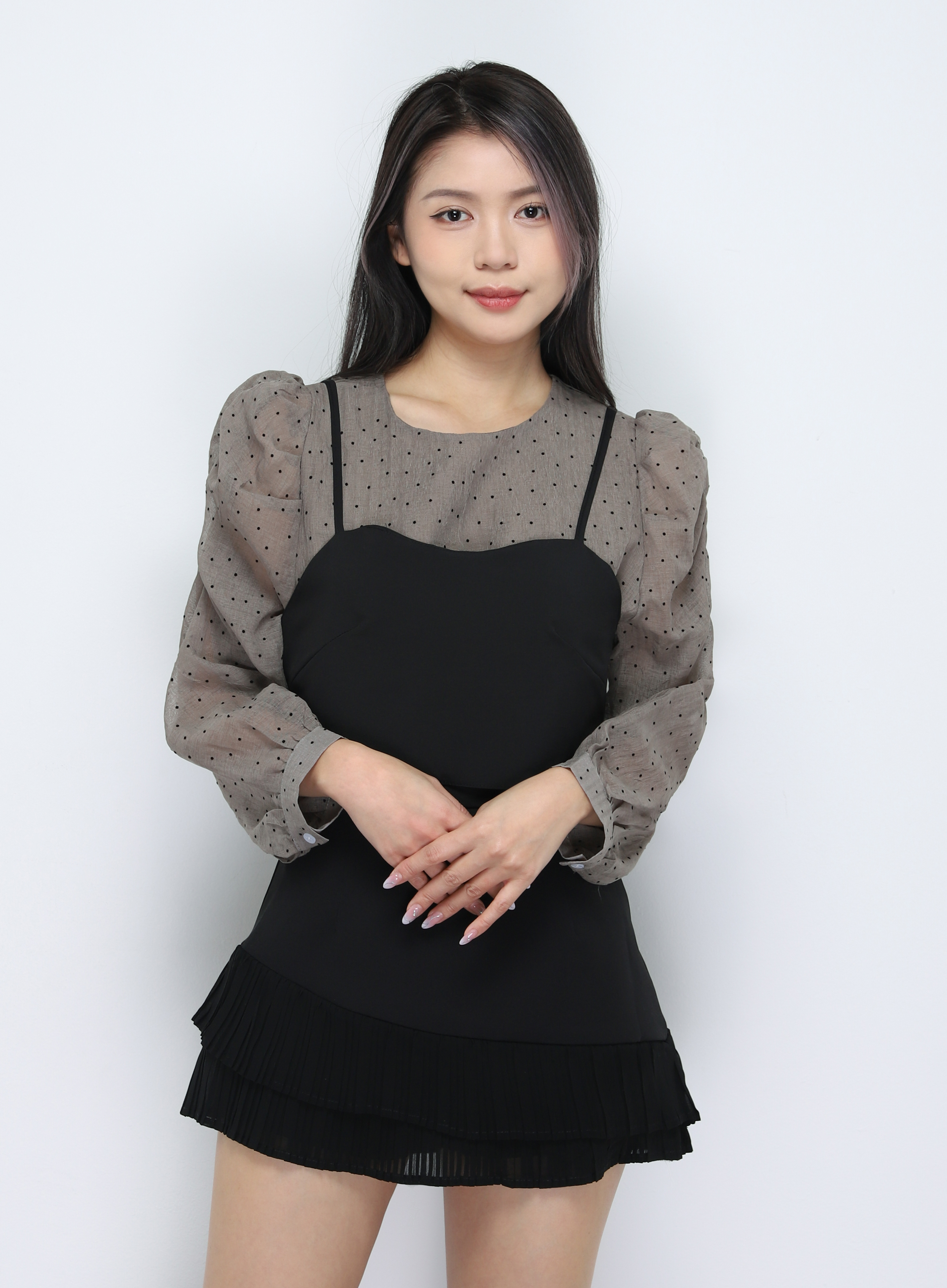 Polka Dot Top With Crop Outer Set 33797