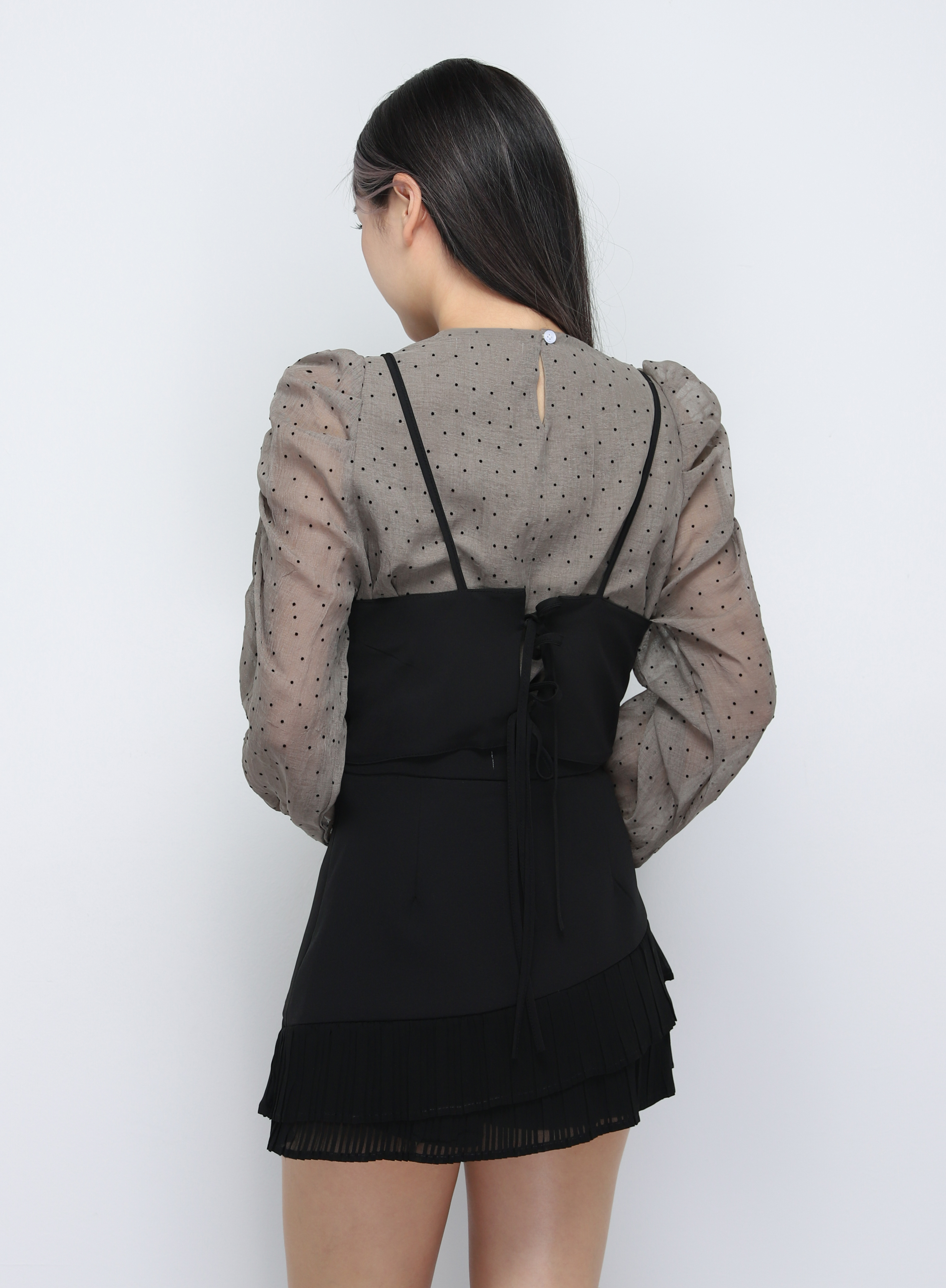 Polka Dot Top With Crop Outer Set 33797