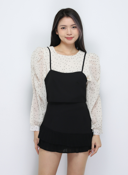Polka Dot Top With Crop Outer Set 33797