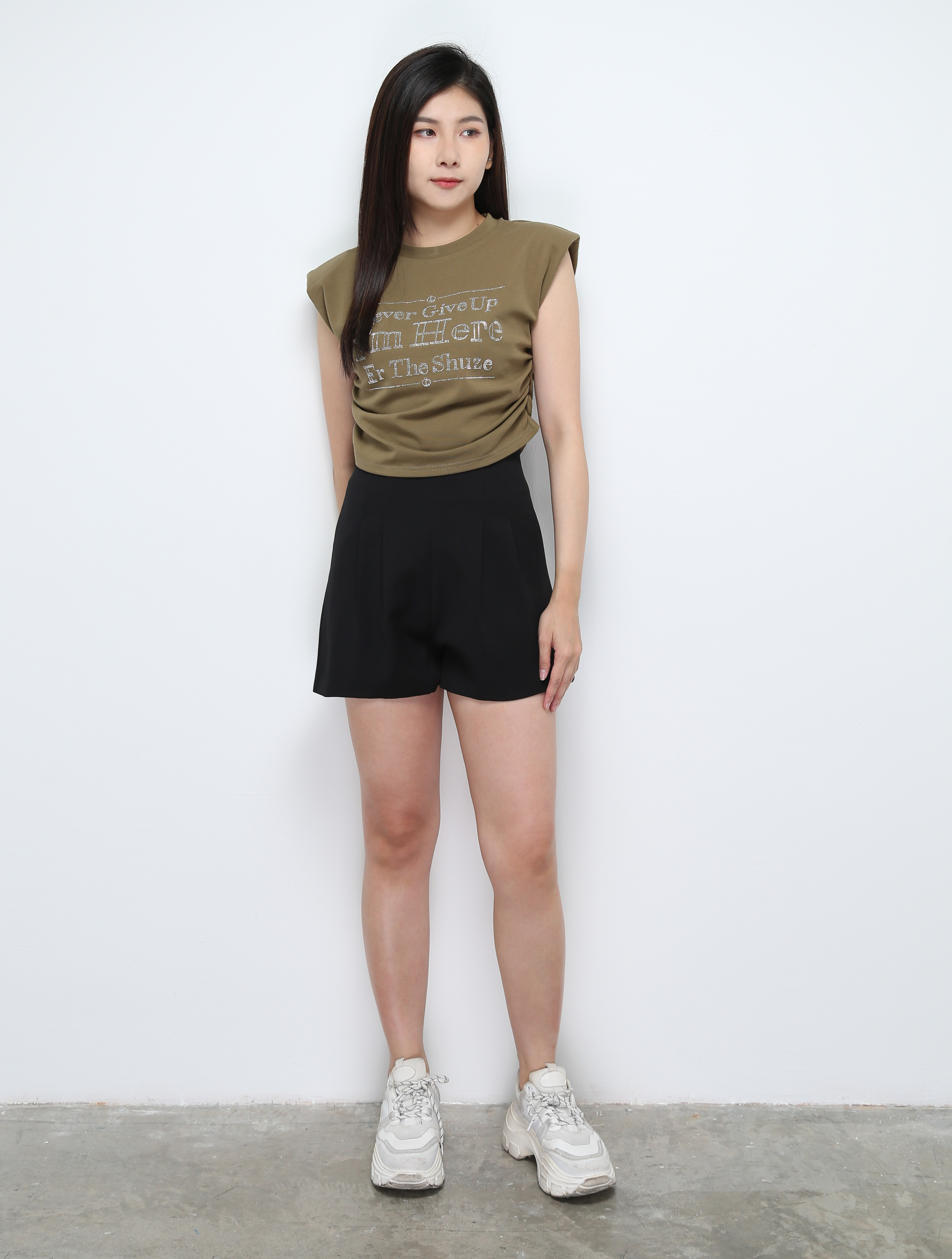 Side Pleated Cap Sleeve Top 28642