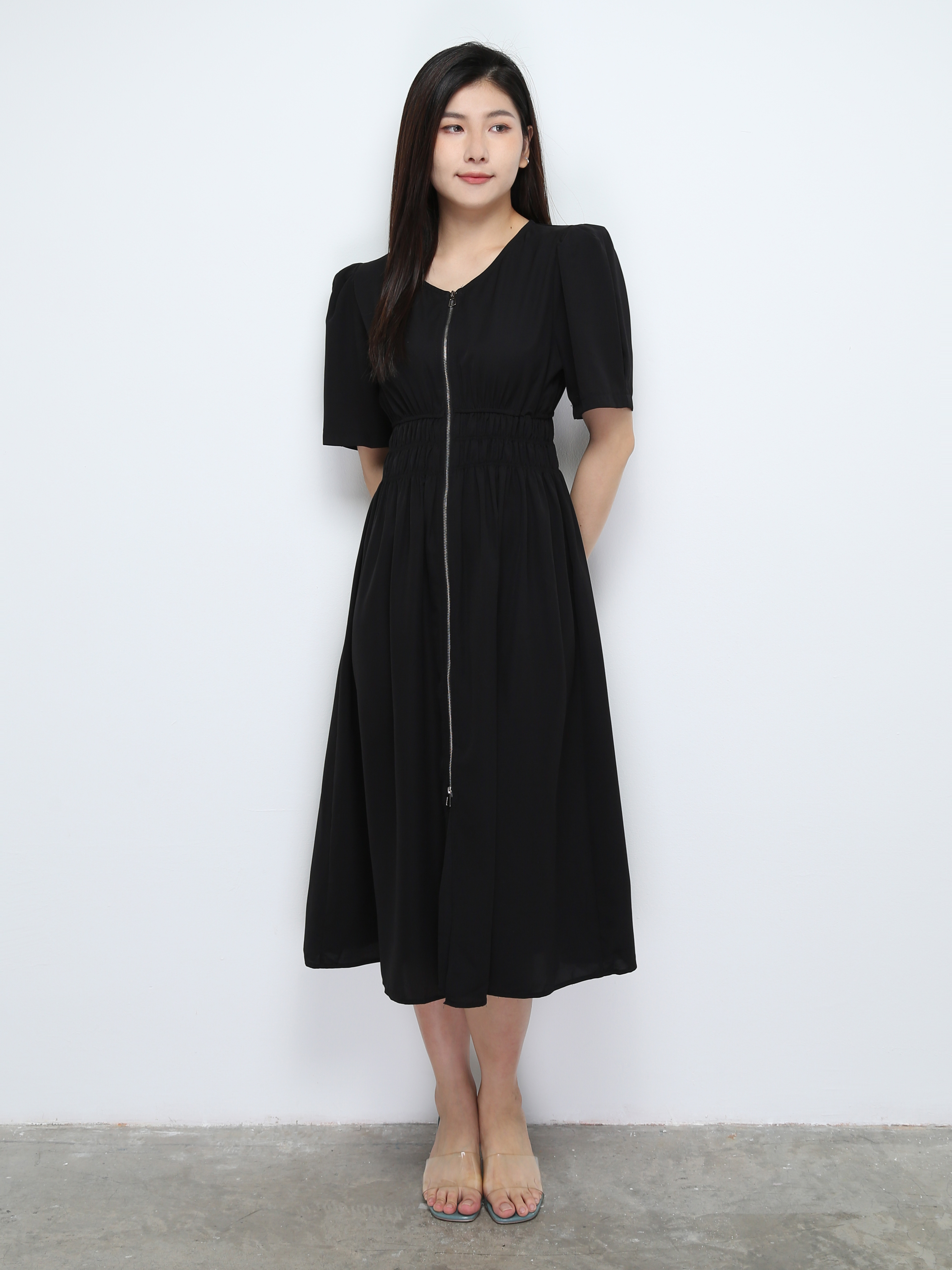 Front Zip Waist Stretchable Dress 28656